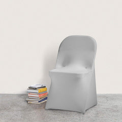 Lofaris Grey Stretch Spandex Banquet Folding Chair Cover