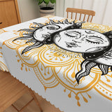 Load image into Gallery viewer, Lofaris Grey Sun Moon Orange Mandala Pattern White Tablecloth