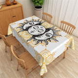 Load image into Gallery viewer, Lofaris Grey Sun Moon Orange Mandala Pattern White Tablecloth