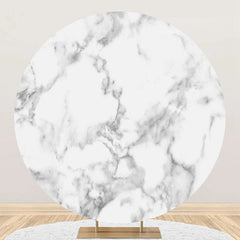 Lofaris Grey White Simple Marble Round Birthday Backdrop