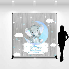 Lofaris Grey Wood Elephant Moon Custom Baby Shower Backdrop