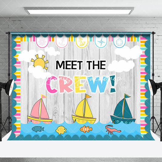 Lofaris Grey Wooden Sailboat Meet The Crew Party Backdrop