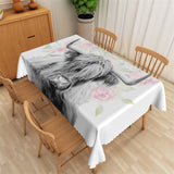 Load image into Gallery viewer, Lofaris Grey Yak Pink Floral Bokeh Washable Kitchen Tablecloth