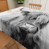 Load image into Gallery viewer, Lofaris Grey Yak Pink Floral Bokeh Washable Kitchen Tablecloth