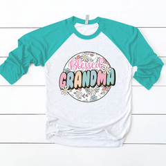 Lofaris Groovy Floral Blessed Grandma Custom Baseball Shirt