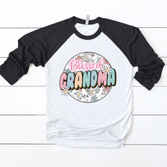 Lofaris Groovy Floral Blessed Grandma Custom Baseball Shirt