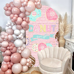 Lofaris Grow Up Brick Wall Cute Donut Birthday Arch Backdrop