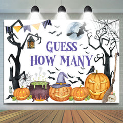 Lofaris Guess How Many Pumpkin Witch White Halloween Backdrop