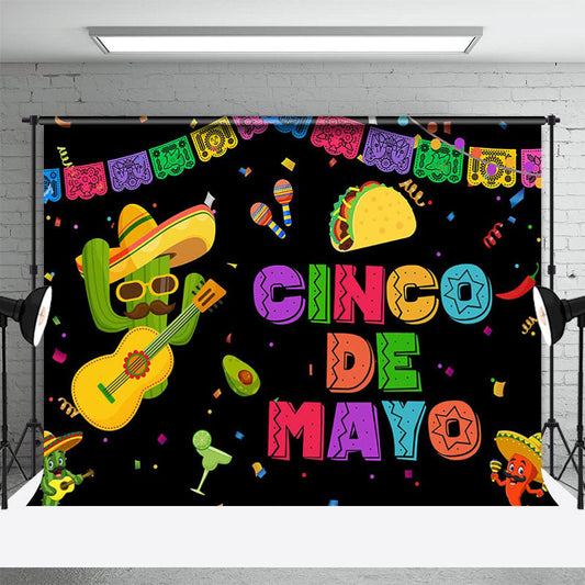 Lofaris Guita Cactus Cinco De Mayo Mexican Fiesta Backdrop
