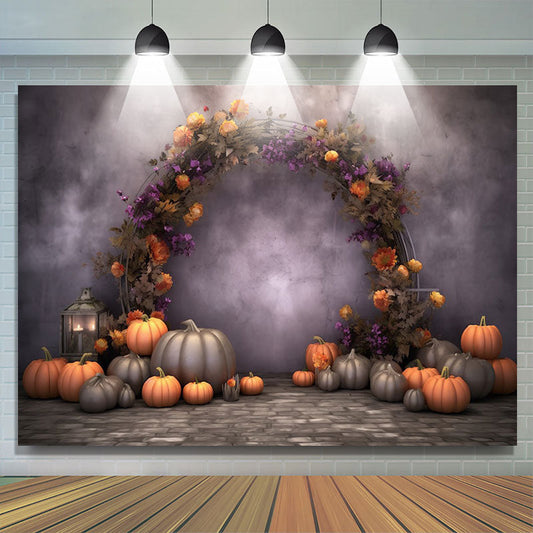 Lofaris Halloween Floral Arch Autumn Pumpkin Photo Backdrop