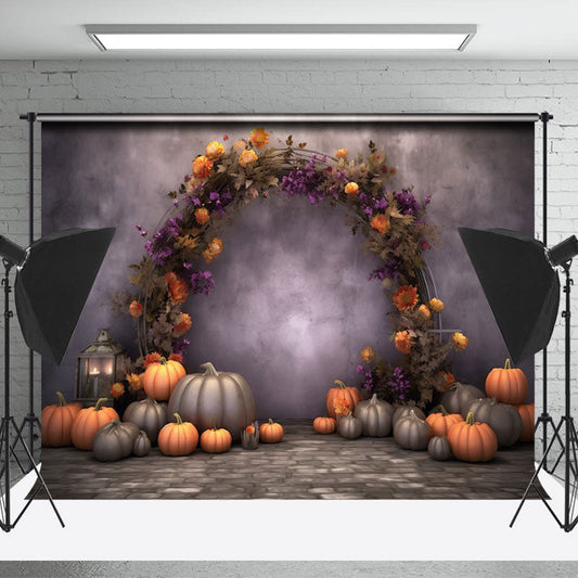 Lofaris Halloween Floral Arch Autumn Pumpkin Photo Backdrop