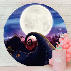 Lofaris Halloween Moon Night Purple Circle Backdrop Cover
