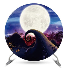 Lofaris Halloween Moon Night Purple Circle Backdrop Cover