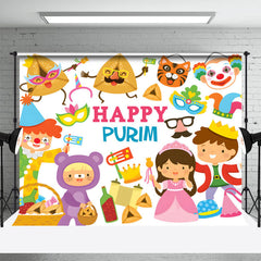 Lofaris Hamantashen Clown Happy Purim Backdrop For Kids