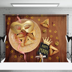 Lofaris Hamantashen Mask Stars Wooden Happy Purim Backdrop