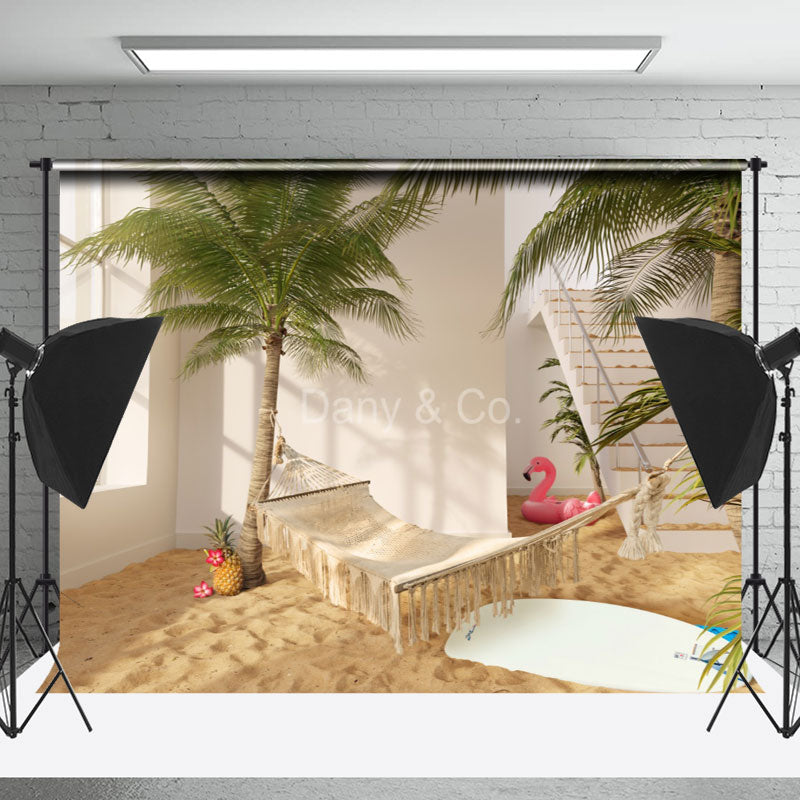 Lofaris Hammock Beach Coconut Tree Indoor Vacation Backdrop