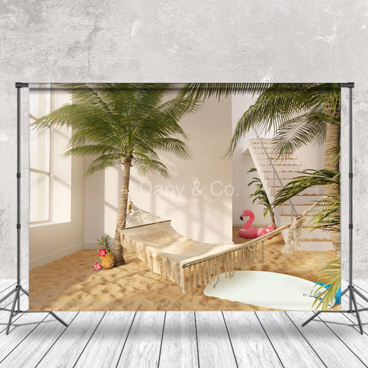Lofaris Hammock Beach Coconut Tree Indoor Vacation Backdrop