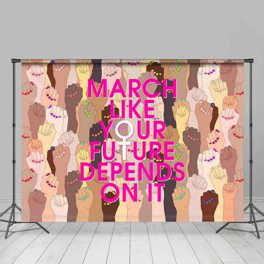 Lofaris Hands March Like Your Future Feminist Party Backdrop