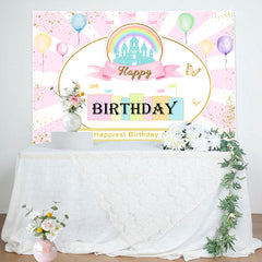 Lofaris Happiest Birthday On The Earth Pinky Cute Backdrop