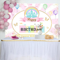 Lofaris Happiest Birthday On The Earth Pinky Cute Backdrop