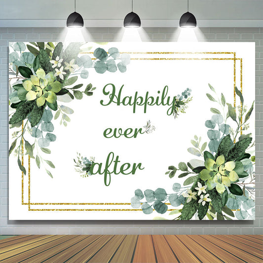 Lofaris Happily Ever After Green Floral Boho Wedding Backdrops