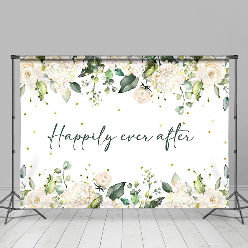Lofaris Happily Ever After White Floral Wedding Backdrop