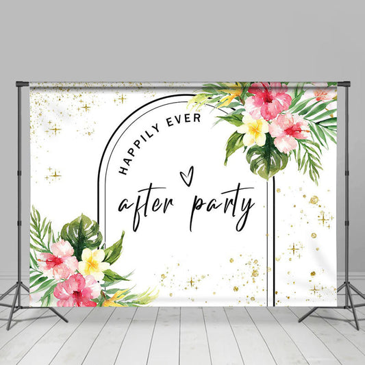 Lofaris Happpily Ever Black Lines Floral Wedding Backdrop