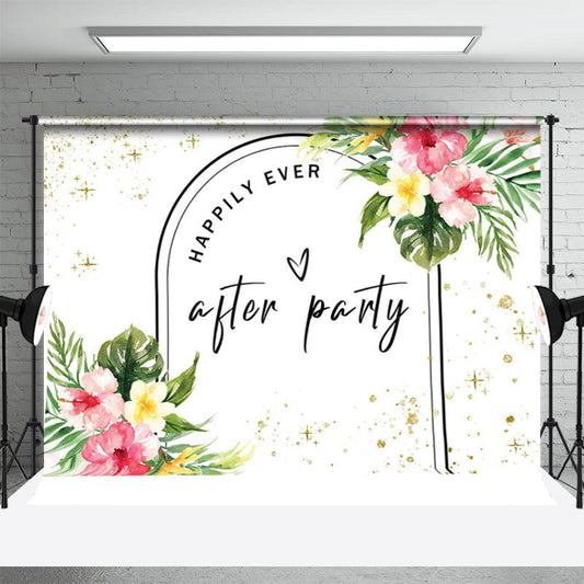 Lofaris Happpily Ever Black Lines Floral Wedding Backdrop