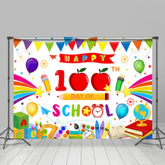 Lofaris Happy 100th Day Cartoon Pen Back To School Backdrop
