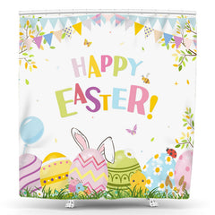 Lofaris Happy Easter Colored Eggs Grassland Shower Curtain