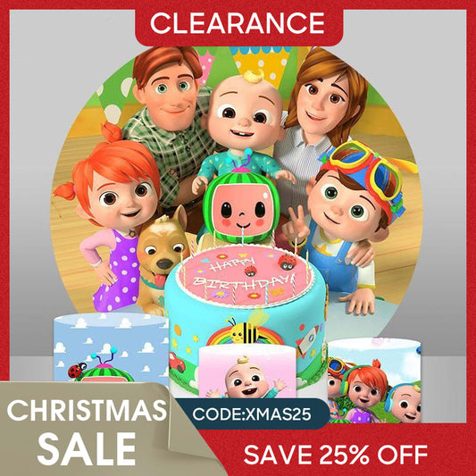 Lofaris (Ship In 24HR) Happy Family Birthday Party Decoration Round Backdrop