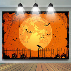 Lofaris Happy Halloween Orange Pumpkin Lantern Moon Backdrop