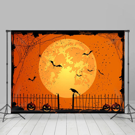 Lofaris Happy Halloween Orange Pumpkin Lantern Moon Backdrop