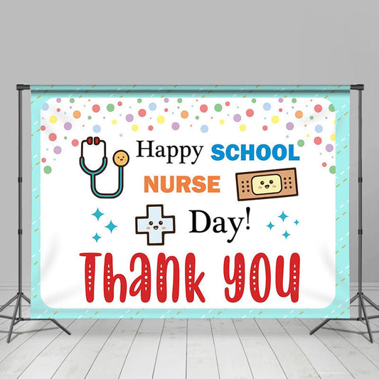 Lofaris Happy School Nurse Day White Thank You Backdrop