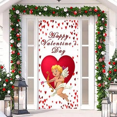 Lofaris Happy Valentines Day Cupid Hearts White Door Cover