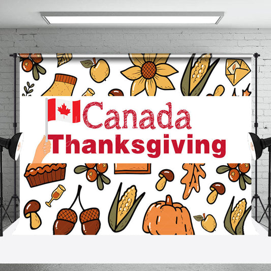 Lofaris Harvest Fruits Canada Flag Thanksgiving Backdrop