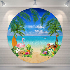Lofaris Hawaii Blue Sky Beach Flamingo Circle Summer Backdrop