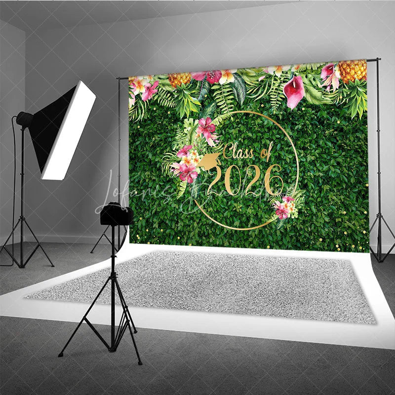 Lofaris Hawaii Floral Green Leaves Class Of 2026 Backdrop