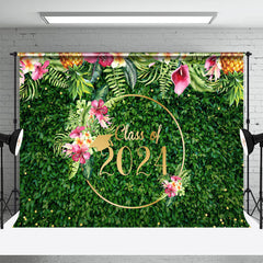 Lofaris Hawaii Floral Green Leaves Class Of 2024 Backdrop