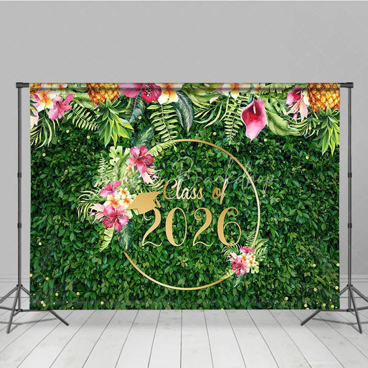 Lofaris Hawaii Floral Green Leaves Class Of 2026 Backdrop