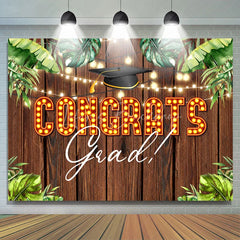 Lofaris Hawaii Leaves Night Wooden Congrats Grad Backdrop