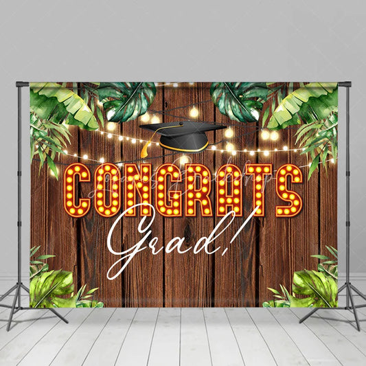 Lofaris Hawaii Leaves Night Wooden Congrats Grad Backdrop