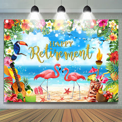 Lofaris Hawaii Sand Flower Flamingo Happy Retirement Backdrop