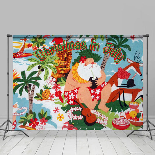Lofaris Hawaii Sea Santa Coconut Summer Christmas Backdrop