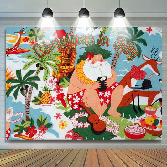 Lofaris Hawaii Sea Santa Coconut Summer Christmas Backdrop