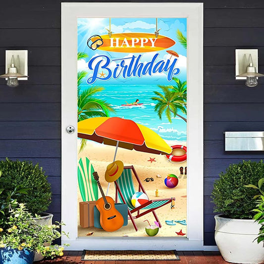 Lofaris Hawaiian Coast Beach Summer Birthday Door Cover