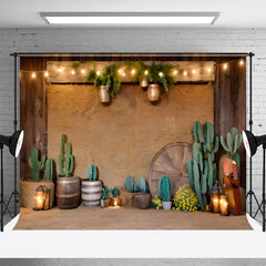 Lofaris Hay Wall Green Cactus Western Architecture Backdrop