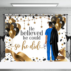 Lofaris He Believed Could Balloon Boy Graduation Backdrop
