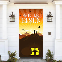 Lofaris He Is Risen Jesus Sunset Mountain Easter Door Cover