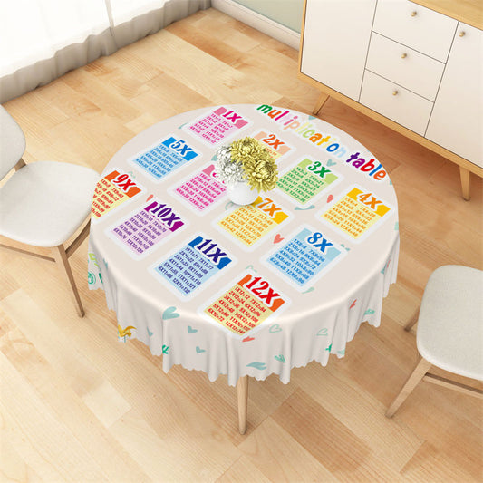 Lofaris Heart Colorful Multiplication White Round Tablecloth